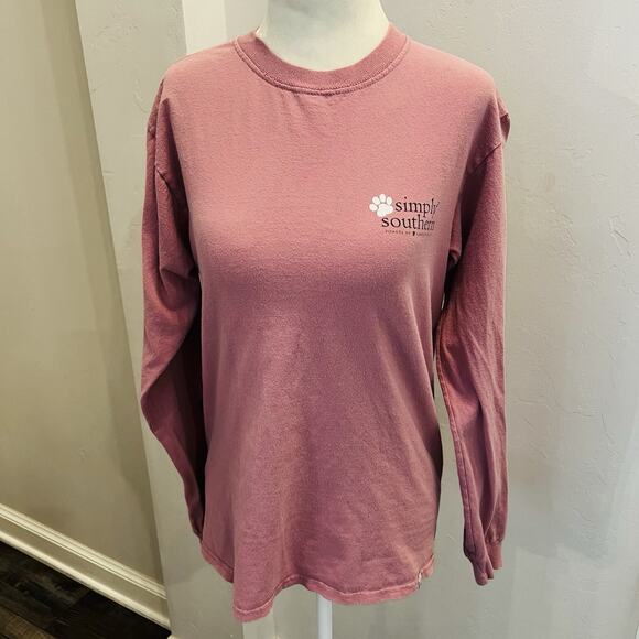 Simply Southern Tops - Simply Southern Shirt Women’s S “Dog Hair, Don’t Care” Long Sleeve Pink (A0131)